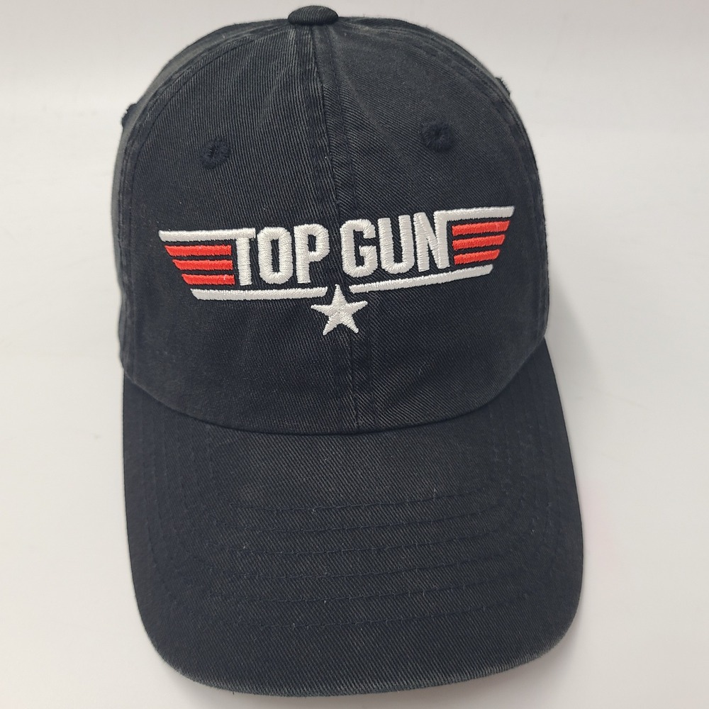 Top Gun Hat Strapback Black Movie Promo Logo Casual Cotton Action Adventure Men